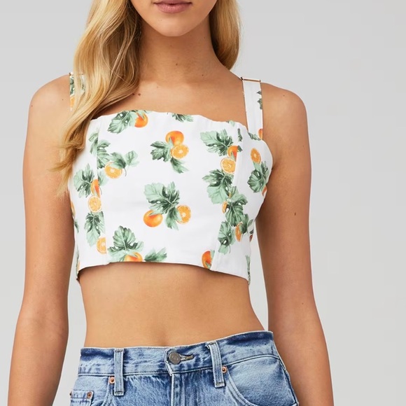 WEWOREWHAT STRAIGHT NECK CORSET white orange fruit size extra small - Picture 1 of 9